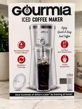 Gourmia Silver Iced Coffee Maker - Quick Iced Coffee at Home